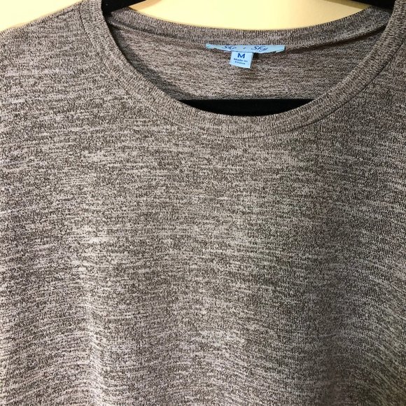 She + Sky Brown Plaid Bubble Sleeves Knitted Top - Picture 8 of 13